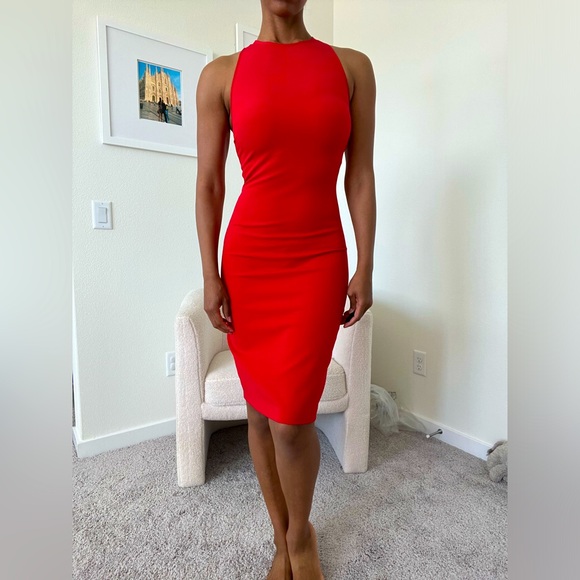 ZARA | Red Midi Dress with Cutouts - Picture 1 of 6